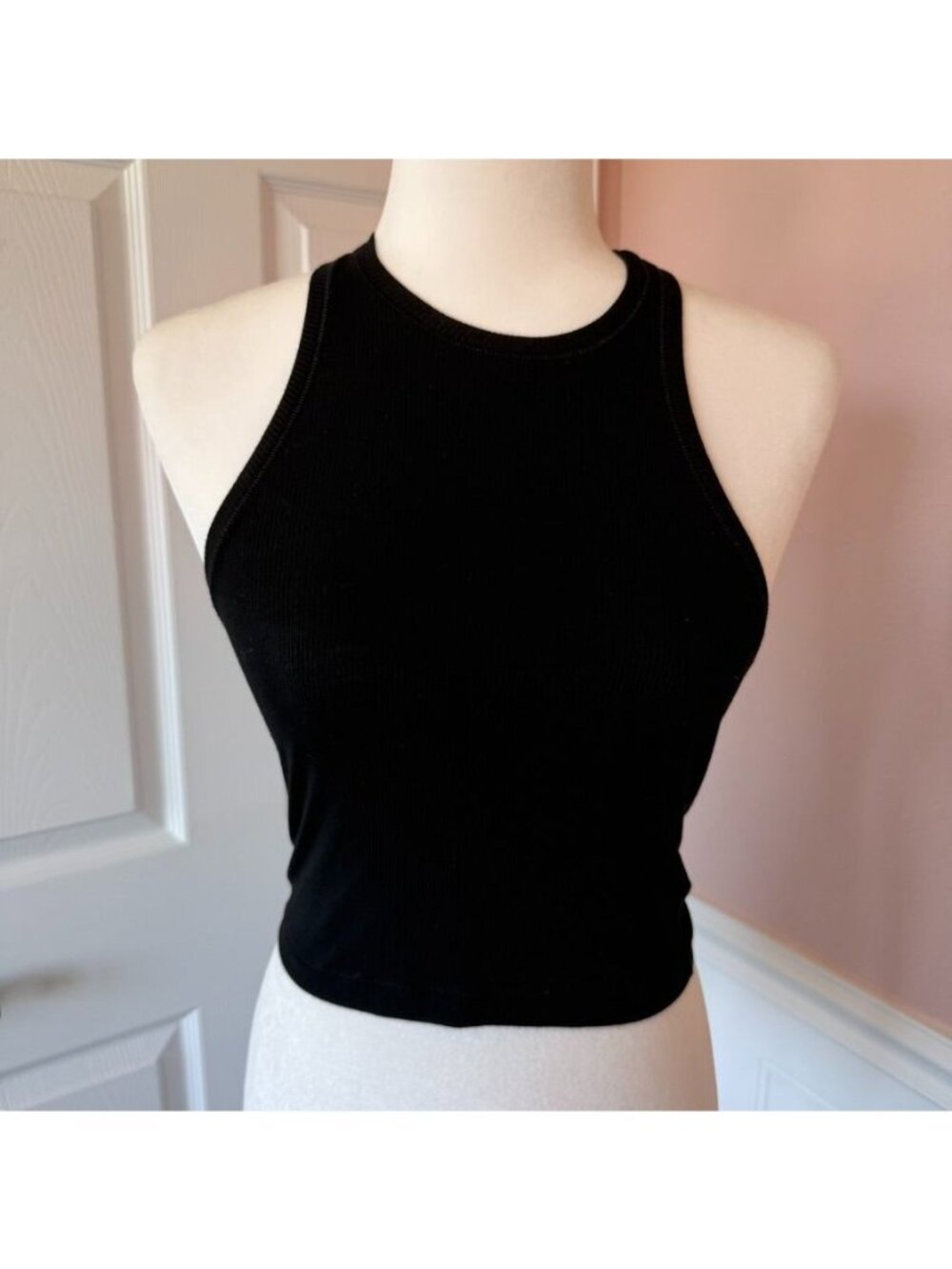 SKIMS Soft Cotton Ribbed Racerback Tank Black Size Small